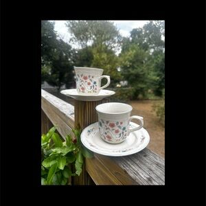 2 Vintage 1988 Country Classics Collection by Action Cups & Saucers Set of 2